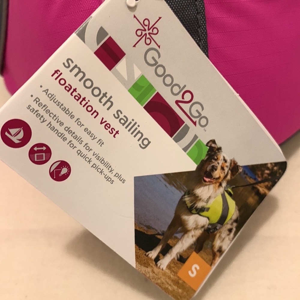 NWTS GOOD 2GO DOG FLOTATION VEST..HOT PINK/GRAY.SZ S ADJUSTABLE NEVER USED
